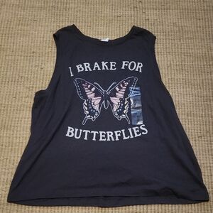 Butterfly Graphic Black Crop Top
